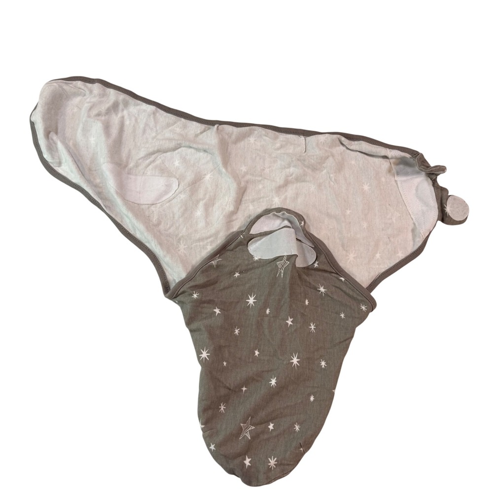 Bublo Swaddle Wrap Baby XS Gray Star Print Adjustable Snug Fit Soft Cotton EUC - Picture 2 of 5